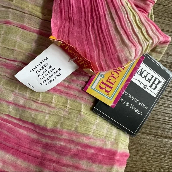 Scarf NWT pink and green crushed - Picture 4 of 5